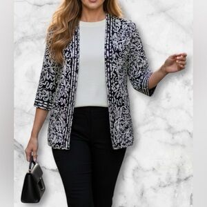 Chico’s Travelers Collection Soutache Open Jacket Animal Print Size S Chico’s 0